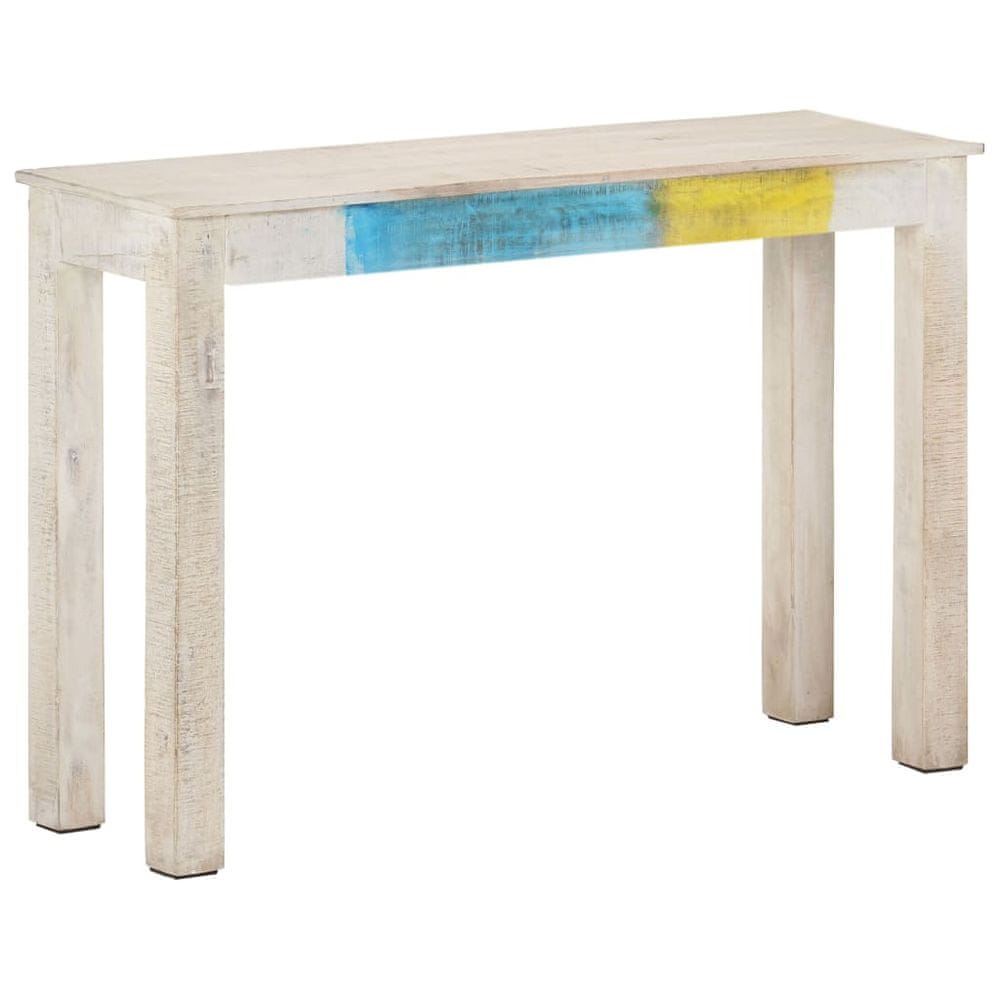 Vidaxl Konzolový stolík, biely, 115x35x77 cm, surové mangové drevo